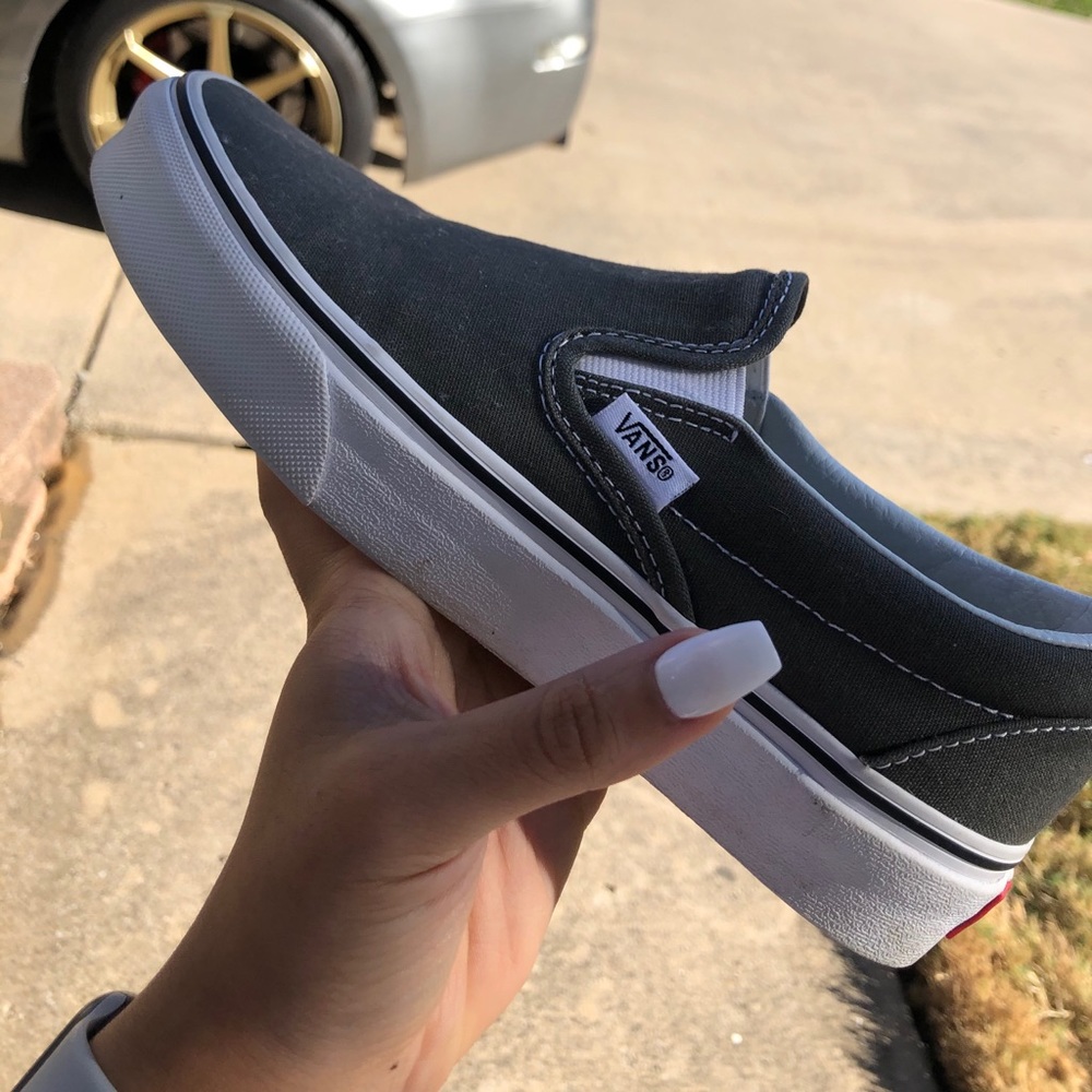 vans slip on grey shoes